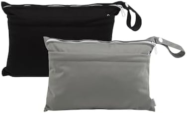 Babygoal Wet Dry Bags For Baby Cloth Diapers, Washable Travel Bags, Beach, Pool, Gym Bag For Swimsuits &amp; Wet Clothes With Two Zippered Pockets 2 Pack Small Size 2Lns01