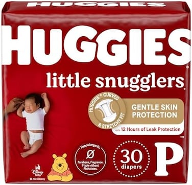Huggies Newborn Diapers, Little Snugglers Baby Diapers, Size Preemie (Up To 6 Lbs), 30 Count