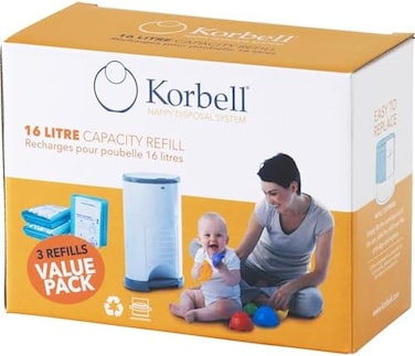 Korbell Nappy Disposal Bin Liners - Standard (16 Litre) - 3 Refills Value Pack
