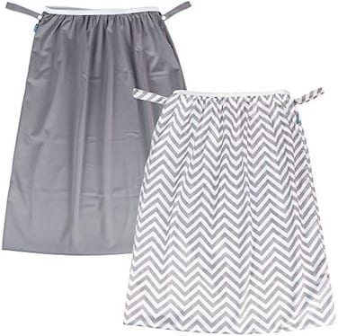 Teamoy (2 Pack) ReUSAble Pail Liner For Cloth Diaper/Dirty Diapers Wet Bag, Gray Chevron+Slate