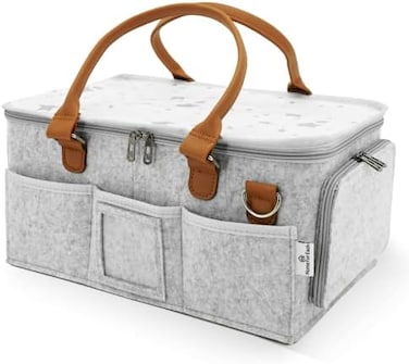 Portable Diaper Caddy Storage Bag With Roll Lid And Removable Dividers, Caddy Organizer For Nursery, Changing Table, Car And More, Travel-Friendly Baby Caddy For Infant Essentials