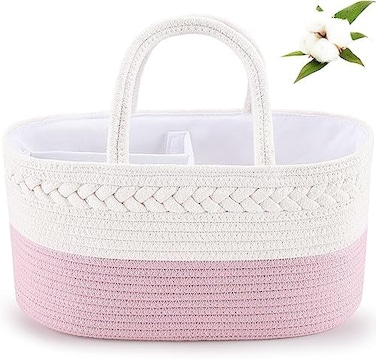 منظم علبة حفاضات الأطفال من أبينكل، حقيبة هدايا للفتيات الصغيرات، سلة أطفال للحفاضات والمناديل المبللة، سلة هدايا لاحتياجات الأطفال حديثي الولادة، سجل للطفل - وردي