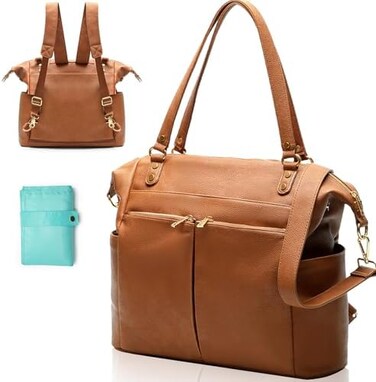 Mominside Diaper Bag Tote Leather Diaper Bag Backpack With 14 Pockets, Baby Registry Search, Large Baby Bag, Changing Pad