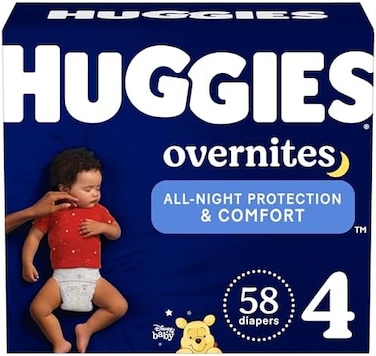 حفاضات هجيز الليلية مقاس 4 (22-37 رطلاً)، 58 قطعة، حفاضات أطفال ليلية