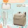 Beaulyn Diaper Bag Backpack, 7-In-1 Leather Travel Back Pack Large Capacity Organizer (Dark Brown) (Khaki)