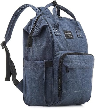 حقيبة ظهر لتغيير الحفاضات من كيدي كير، أكياس حفاضات الطفل للأم، حقيبة ظهر للسفر مقاومة للماء مع استخدامات مختلفة للأمومة حقائب أطفال كبيرة وأنيقة للجنسين، أزرق