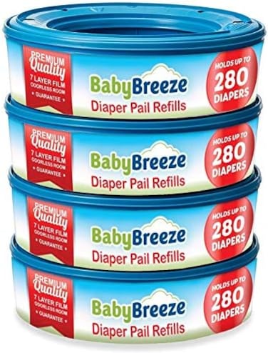 Babybreeze Diaper Pail Refills Bags For Diaper Genie - 1120 Count (4-Pack)