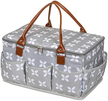 Moteph Extra Large Diaper Caddy, Craft, Toy Organizer With Zip-Top Cover With Waterproof Wet/Dry Bag - Perfect For Baby Shower