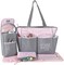 Baby Essentials Diaper Bag Tote 5 Piece Set (Pink/Grey)