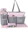 Baby Essentials Diaper Bag Tote 5 Piece Set (Pink/Grey)