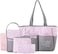 Baby Essentials Diaper Bag Tote 5 Piece Set (Pink/Grey)