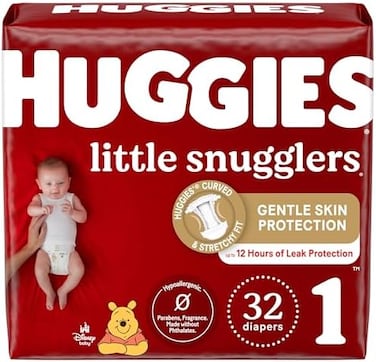 حفاضات هجيز مقاس 1، حفاضات ليتل سنجلرز لحديثي الولادة، مقاس 1 (8-14 رطل)، 32 قطعة