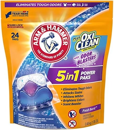 Arm &amp; Hammer Plus Oxiclean With Odor Blasters, 5-In-1 Power Paks, 24 Count