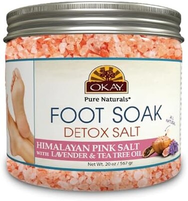 أوكاي - نقع القدم بملح الهيمالايا الوردي مع زيت اللافندر وشجرة الشاي، ومنعش ومهدئ لجميع أنواع البشرة، خالي من الكبريتات والسيليكون والبارابين 591 مل