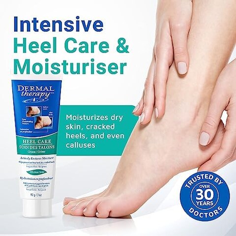 Dermal Therapy 3 Ounce Cracked Heel Treatment - Non Greasy Foot Care Lotion To Repair Dry Feet - Urea Cream Works Wonders On Cracked Heels