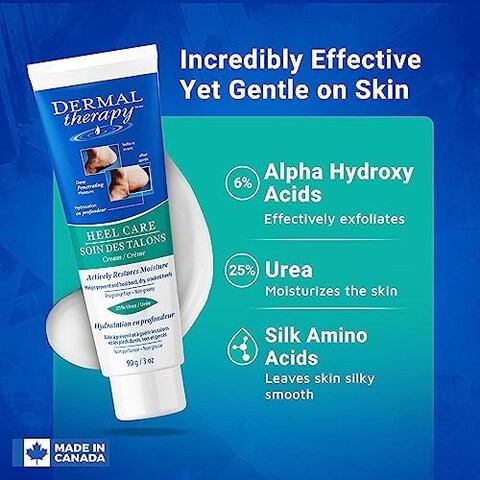 Dermal Therapy 3 Ounce Cracked Heel Treatment - Non Greasy Foot Care Lotion To Repair Dry Feet - Urea Cream Works Wonders On Cracked Heels