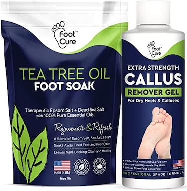 2 In 0.3M Treatment Kit, Made In USA, Includes Callus Remover, Tea Tree Oil Soak, For Smooth Feet And To Get Rid Of Bad Odour, Fungi And Athletes