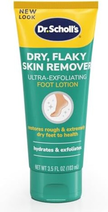 Dr. Scholl's Ultra Exfoliating Foot Lotion Cream With Urea For Dry Cracked Feet Heals And Moisturizes For Healthy Feet, 3.5 Ounce