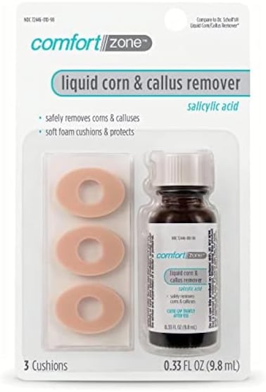 كومفورت زون علاج مزيل للذرة والكالس السائل ذو القوة القصوى مع حمض الساليسيليك، 0.33 أونصة، مجموعة من 4 قطع