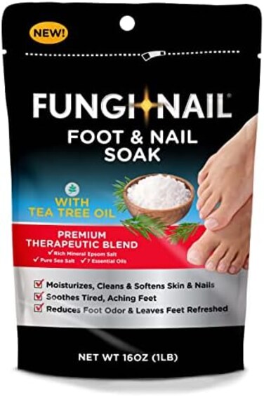 Fungi Nail Foot &amp; Soak With Tea Tree Oil - Moisturize, Reduce Foot Odor, &amp; Soothe Aching Feet - A Therapeutic Blend Of Rich Mineral Epsom Salt, Pure Sea Salt, And 7 Essential Oils - 1 Pound