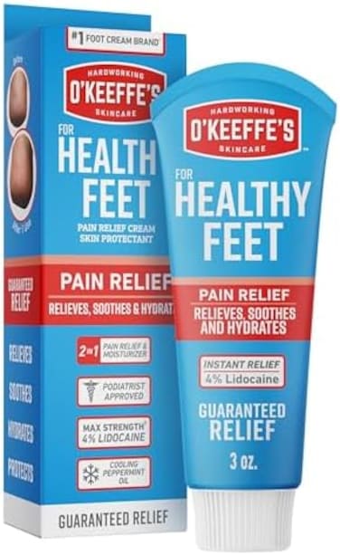 O'Keeffe's For Healthy Feet Pain Relief Skin Protectant Cream, 3 Ounce Tube (Pack Of 1), Foot Pain Relief Cream, Cooling Foot Cream