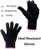 2 Heat Resistant Glove For Hair Styling, Curling Iron, Flat Iron And Curling Wand, Black, Pink Edge