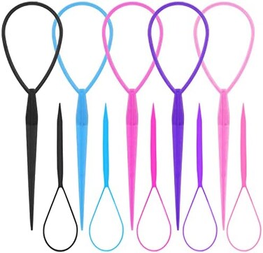 10 أزواج من أدوات ذيل توبسي من Wsyub، ملحقات ضفائر أدوات الشعر، صانعة ذيل الحصان للفتيات، حلقة أدوات ضفائر فرنسية لتصفيف الشعر، 20 قطعة، 5 ألوان