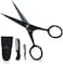 5" Professional German Beard &amp; Mustache Scissors With 2 Comb &amp; Carrying Pouch For Men Hand Forged Bevel Edge For Precision - Perfect Facial Hair Grooming Kit All Body Hair (Black)