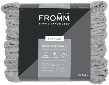 Fromm Softees Microfiber Salon Hair Towels For Hairstylists, Barbers, Spa, Gym In Grey, 16" By 29", 10 Count Perfect Hair Care Towel For Drying Curly, Long, Wavy Hair