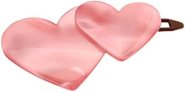 Double Heart Plastic Tige Boule Barrette - Nacro Pink