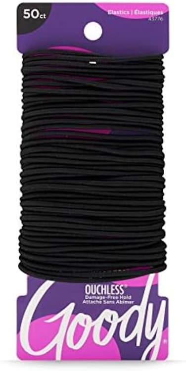 Goody Ouchless No Metal Elastics, Large, Thin Black, 2 Mm, 50 Count (Pack Of 2)