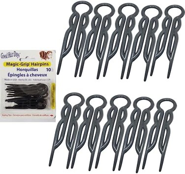 مجموعة من 10 دبابيس شعر ماجيك جريب - أسود