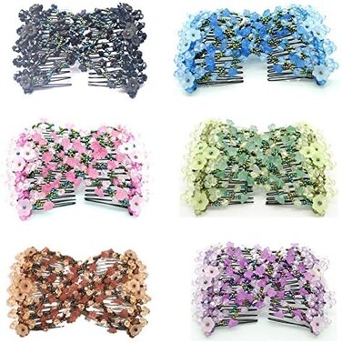 6 قطع من أمشاط Ruihfas Casualfashion السحرية Ez للنساء إكسسوارات صانع كعكة الشعر، أمشاط شعر مزدوجة مطرزة مرنة لتصفيف الشعر أو تزيين الشعر