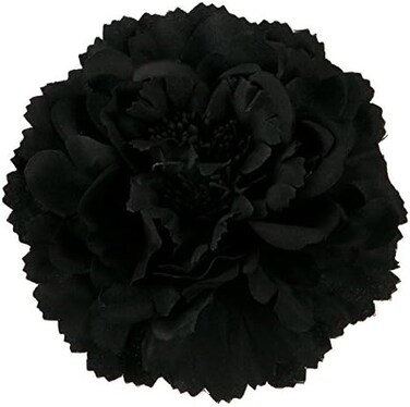 مشبك شعر على شكل زهرة الفاوانيا بنقشة زهور الخريف، بروش على شكل زهرة راقصة الفلامنكو (أسود)