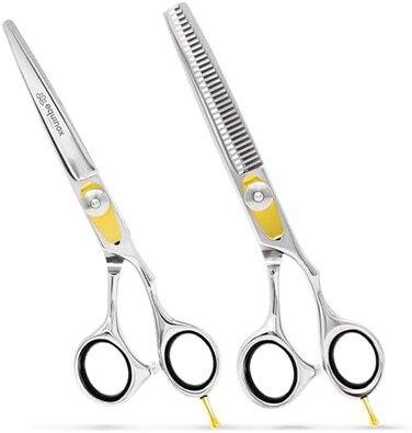 سلسلة شفرات الحلاقة الاحترافية من إكوينوكس إنترناشيونال - مجموعة مقصات/مقصات لقص الشعر وتخفيفه/تركيبه - 6.5 - من الفولاذ المقاوم للصدأ