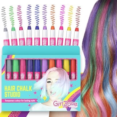 Girlzone 200G(7Oz) Ze Girls' Colourful Hair Chalk Pens - 10
