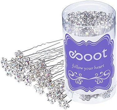 Eboot 40 Pack Flower Crystal Rhinestone Hair Pins With A Storage Bag For Bridal Wedding Hair Accessories (White) White