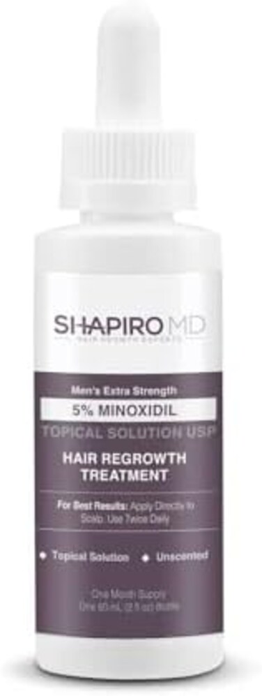 Shapiro Md Hair Growth Experts Minoxidil 5% Topical Solution For Men's Hair Growth, Serum Promotes Hair Regrowth By Reactivating Hair Follicles - 1 Month