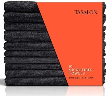 Microfiber Hair Towel - 10 Pack - Salon Towels - Quick Dry Microfiber Towels - 29 X 16 Inches Ultra-Soft Microfiber Towel For Hair, Facial Towels With Soft Absorbant - Black