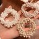 Brinie Briskaari Hair Ties Champagne Elastic Hair Scrunchies Pearl Hair Bands Bead Hair Ropes Hair Accessories For Women And Girls (Pack Of 3)