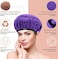 Flaxseed Deep Conditioning Heat Cap - Cordless 100% Safe Microwave Hot Cap For Natural Curly Textured Hair Care, Drying, Styling, Curling, Universal Size (10 Pcs One-Time Shower Cap) (Purple)