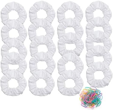 20 Pack White Scrunchies For Tie Dye Party Hair Elastic Hair Ties Pony Tail Holder For Women