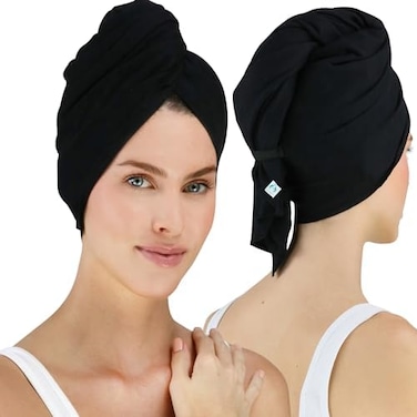 Ultimate Towel For Long - Anti Frizz Premium Cotton Product To Enhance Healthy Natural Perfect For Plopping Wrapping Scrunching Straight Wavy (50Cm X 110Cm, Black)