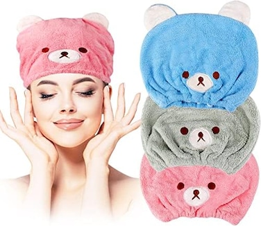 3Pcs Hair Drying Towel For Kids Girls Soft Absorbent Kids Dry Hair Cap Kids Hair Towel Wrap Head Towel Wraps For Kids