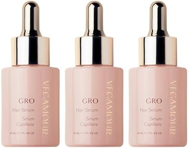 Vegamour Gro Hair Serum 3-Pack, Stock Up &amp; Save On 3-Month Supply, Get Thicker, Fuller Looking Hair In As Soon As 90 Days, Bergamot Scent, 1 Fl. Oz. Each
