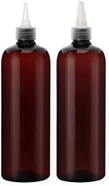 Segbeauty 16.9Oz Amber Squeeze Bottles, 2Pcs 500ml Refillable Hair Dye Colored Applicator Bottle With Angled Tip, Pet Twist Top Tip Plastic Empty Dyeing Tool For Hair Color Perm Oil Salon Hairdressing