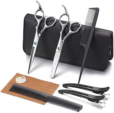 Aethland Hair Cutting Scissors Kit, Professional Barber Hairdressing Scissors Set ( T Shaping Grooming Thinning Shears) For Men Women Pets Home Salon Barber Haircut, 6.5 Japanese 9Cr Ss