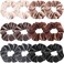 Ivaryss Velvet Scrunchies, 12 Pcs Neutral Colors, Classic Elastic Thick Scrunchy Hair Bands Ties, Soft Ropes Ponytail Holder Hair Accessories