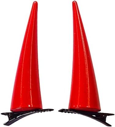 Pair Of Anime Chainsaw Man Power Cosplay Hair Clip Red Pvc Horns Headwear Accessory Props Halloween