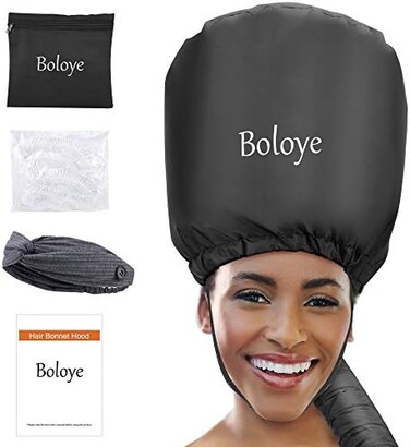 Hair Dryer Bonnet, Large Bonnet Hooded Hair Dryer Attachment For Speeds Up Drying Time &amp; Deep Conditioning, Fits All Head Sizes &amp; All Hair Styling, For Women Long Curly Braid Hair (Black, Universal)